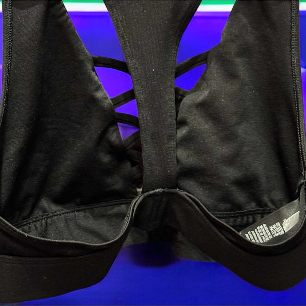 PINK VICTORIA SECRET Black Lace-Up Sports Bra not padded MEDIUM - Picture 5 of 5